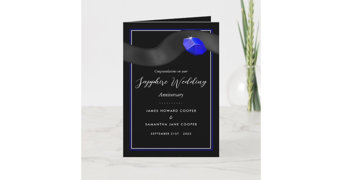 Sapphire Ribbon 45 Year Wedding Anniversary Card Zazzle