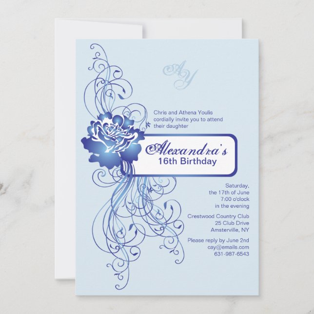 Sapphire Rose Invitation (Front)