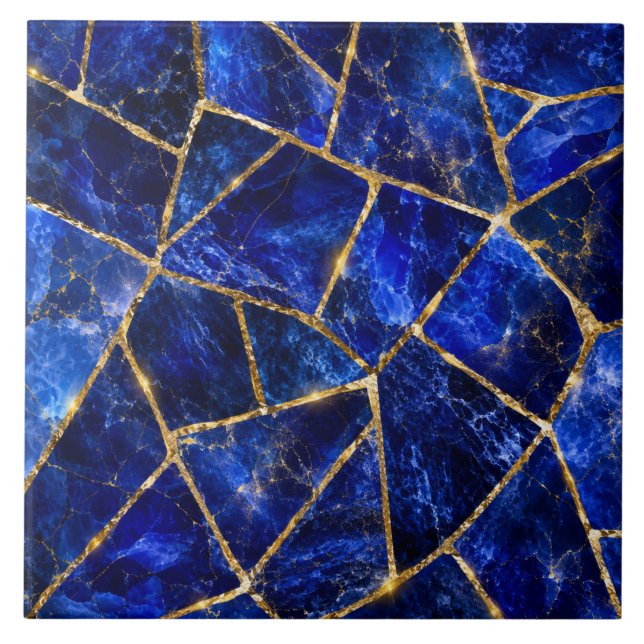 Sapphire Royal Mosaic Gold Ceramic Tile (Front)