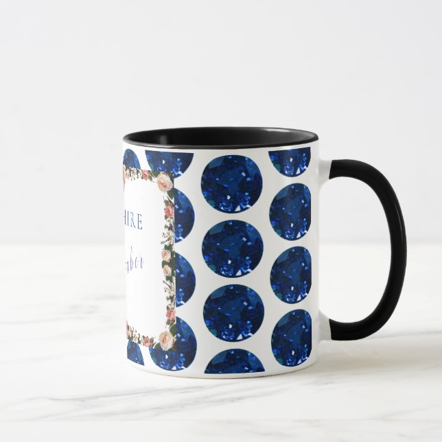 Sapphire September Birthstone Gemstone Art ✅ Mug (Right)