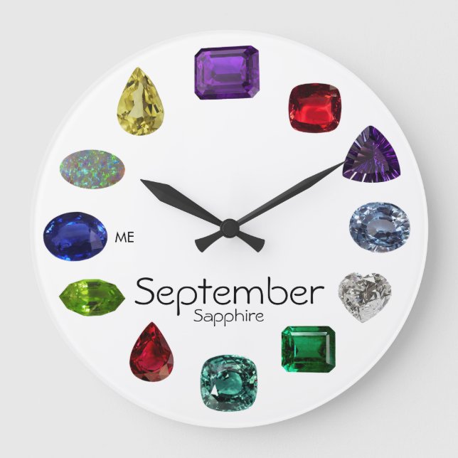Sapphire, September Birthstone Large Clock (Front)