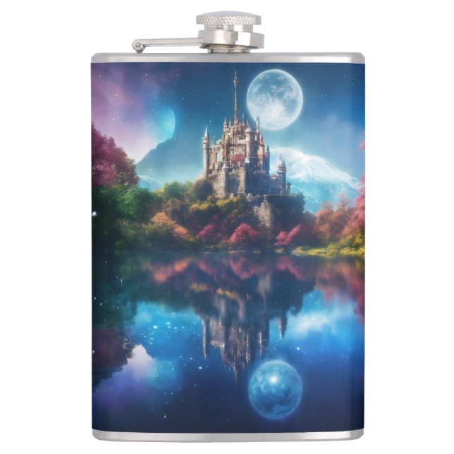 "Sapphire Serenity: Vinyl-Wrapped Elixir Flask" Flask (Front)