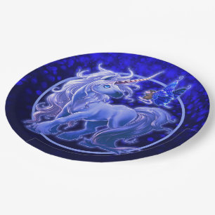 Sapphire Sparkle Blue Unicorn Paper Plates