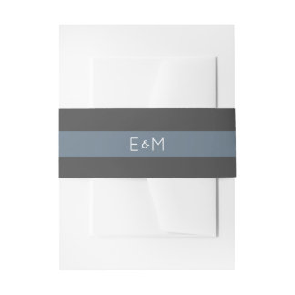 Sapphire Steel Blue Monogrammed Wedding Pack Invitation Belly Band