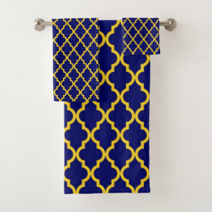 Sapphire Sun: Blue & Yellow Boho Moroccan Elegance Bath Towel Set