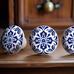 Sapphire Talavera Lisbon Patterned Ceramic Design Ceramic Knob