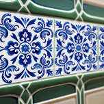 Sapphire Talavera Lisbon Patterned Ceramic Design Ceramic Tile<br><div class="desc">Indigo Azulejo Blue Portuguese Lisbon decorative Talavera ceramic tiles are a beautiful and unique addition to any home. A high-quality product with a timeless esthetic. The blue color of the tiles is inspired by the indigo blue of Lisbon's famous azulejo tiles, adding a touch of history and culture to your...</div>