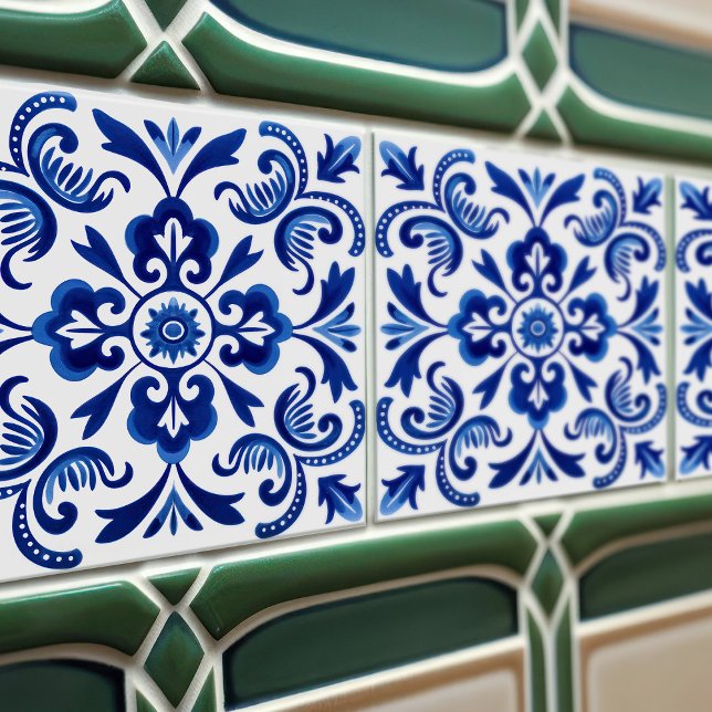 Sapphire Talavera Lisbon Patterned Ceramic Design Tile (Creator Uploaded)