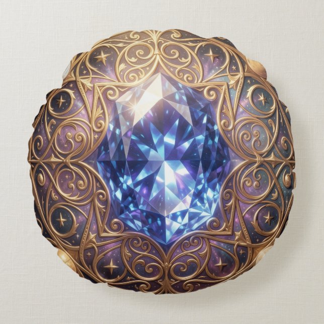 Sapphire – The Stone of Truth and Wisdom´2 Round Pillow (Front)