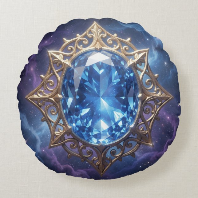 Sapphire – The Stone of Truth and Wisdom´5 Round Pillow (Front)