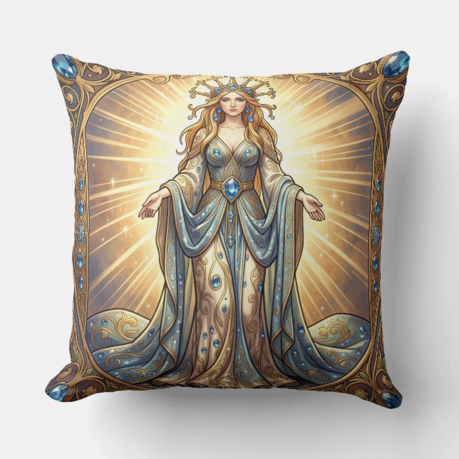 Sapphire – The Stone of Truth and Wisdom´5 Throw Pillow (Front)