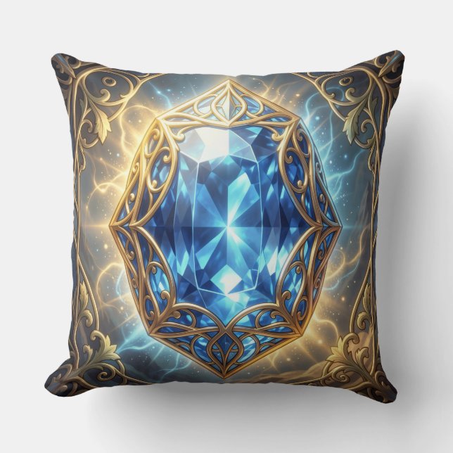Sapphire – The Stone of Truth and Wisdom´9 Throw Pillow (Front)