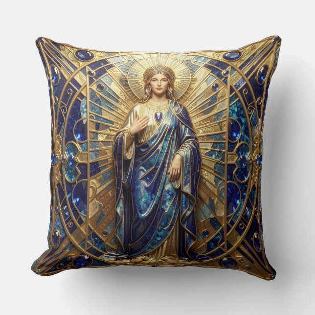Sapphire – The Stone of Truth and Wisdom´9 Throw Pillow (Front)