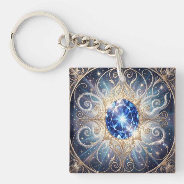 Sapphire – The Stone of Truth and Wisdom Keychain (Front)