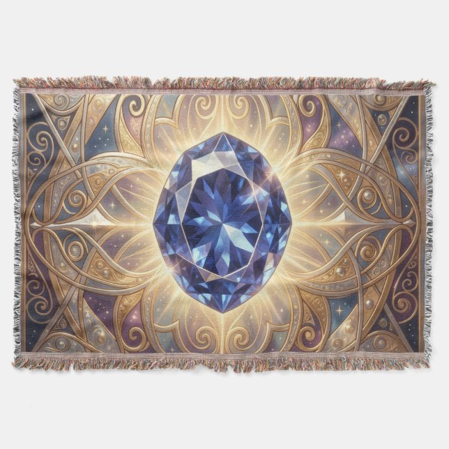 Sapphire – The Stone of Truth and Wisdom Throw Blanket (Front)
