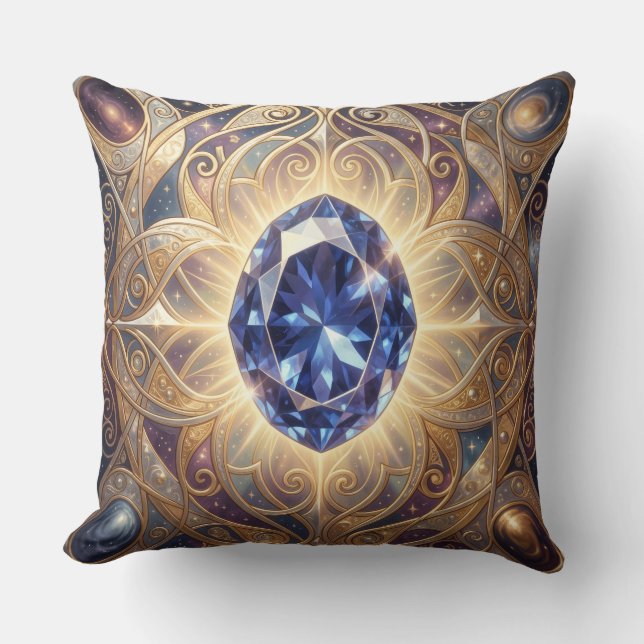 Sapphire – The Stone of Truth and Wisdom Throw Pillow (Front)