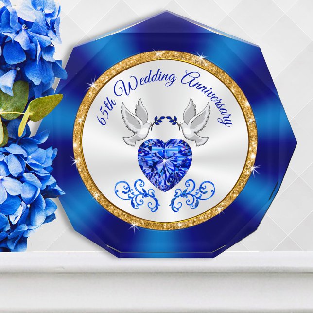 Sapphire Theme, 65th Anniversary Traditional Gifts (65 anniversary gift. Personalized, 65 year wedding anniversary gift ideas for parents, grandparents,)