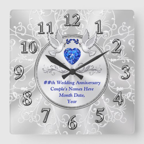 Sapphire Themed 45 year Anniversary Gifts Clock