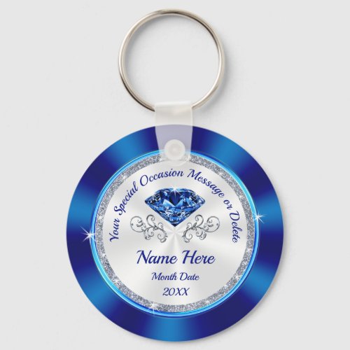 Sapphire themed Personalized Party Favors CHEAP Keychain