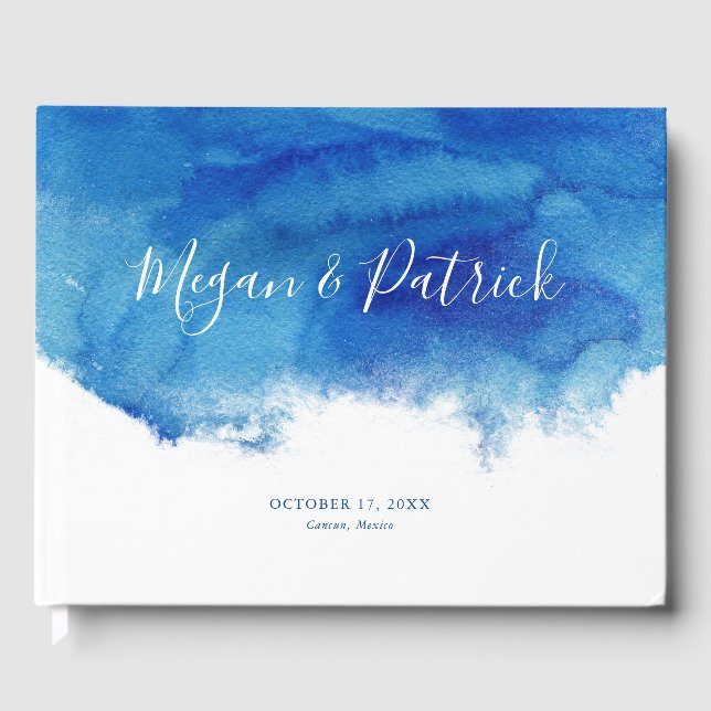 Sapphire Tide Personalized Wedding Guest Book (Front)