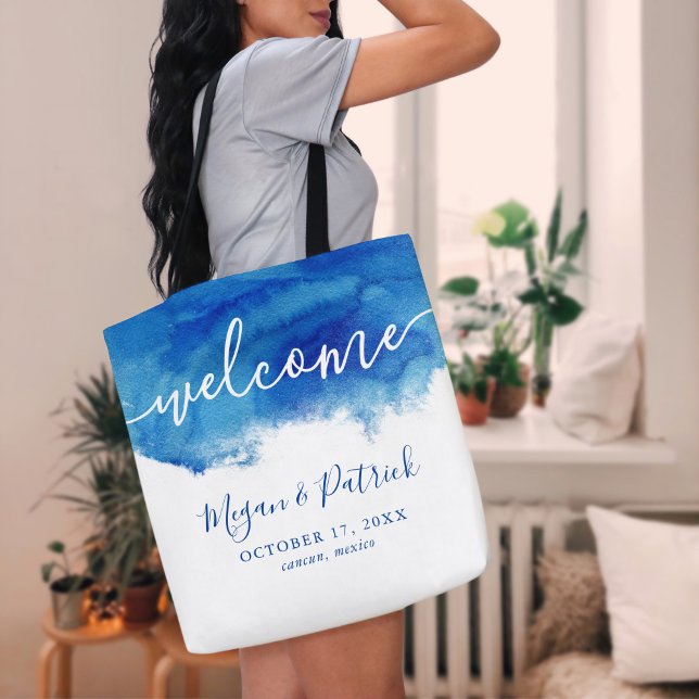 Sapphire Tide Personalized Wedding Welcome Tote Bag (Creator Uploaded)