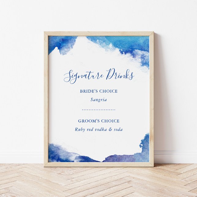 Sapphire Tide Wedding Drink Menu Sign (Creator Uploaded)