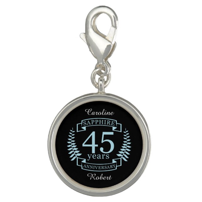 Sapphire Traditional 45th wedding anniversary Charm (Front)