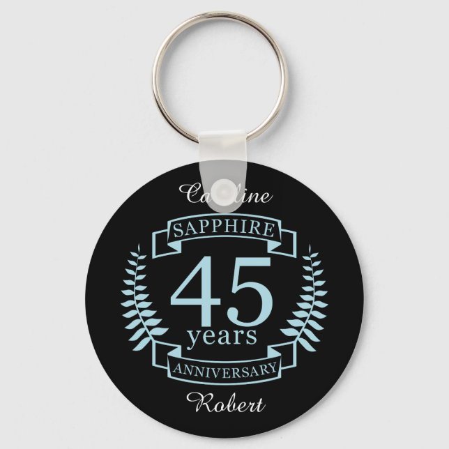 Sapphire Traditional 45th wedding anniversary Keychain (Front)
