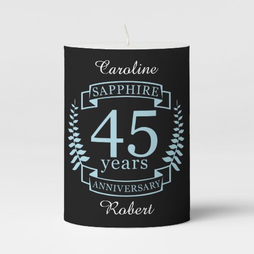 Sapphire Traditional 45th wedding anniversary Pillar Candle