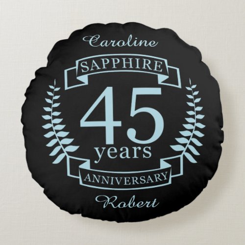 Sapphire Traditional 45th wedding anniversary Round Pillow