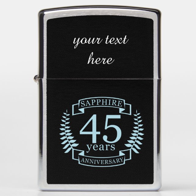 Sapphire Traditional 45th wedding anniversary Zippo Lighter (Front)