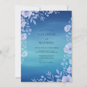 Sapphire Vine Foliage Wedding Invitation