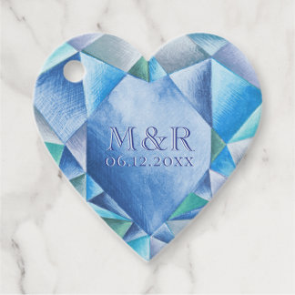 Sapphire Watercolor Heart 45th Wedding Anniversary Favor Tags