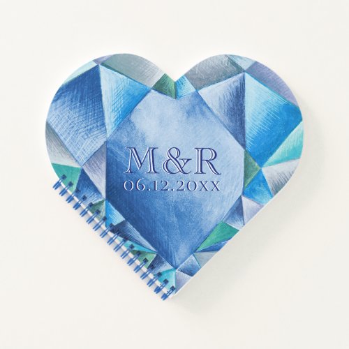 Sapphire Watercolor Heart 45th Wedding Anniversary Notebook