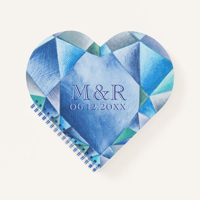 Sapphire Watercolor Heart 45th Wedding Anniversary Notebook (Front)