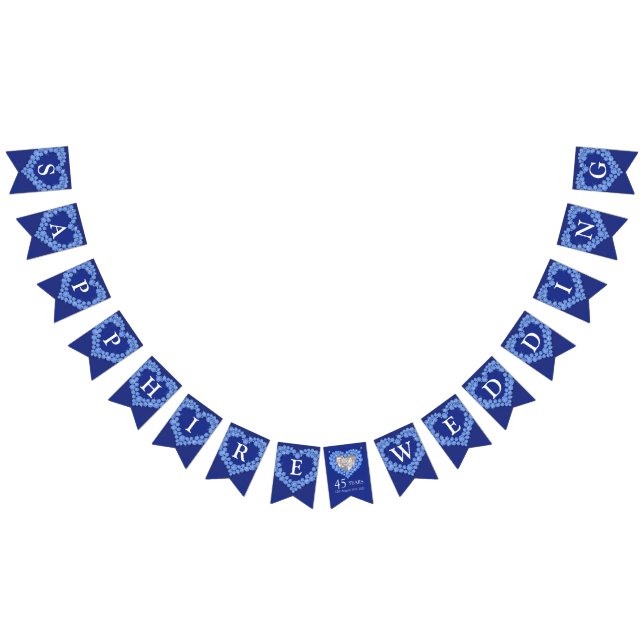 Sapphire wedding 45th anniversary custom photo bunting flags (All)