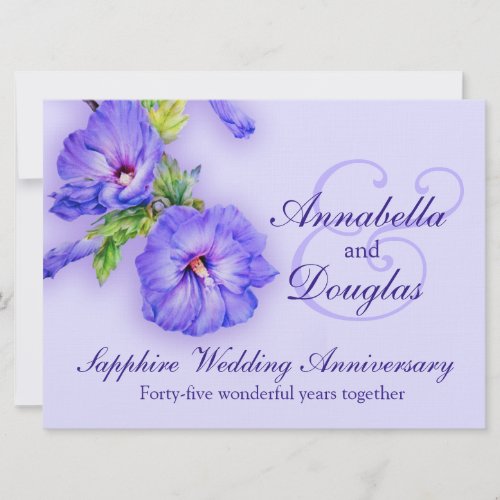 Sapphire wedding anniversary 45 years invitation