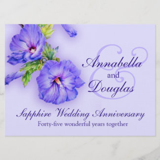 Sapphire wedding anniversary 45 years invitation