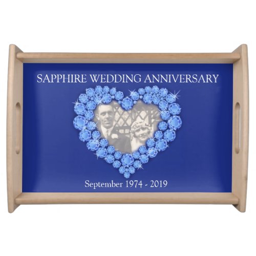 Sapphire Wedding anniversary blue heart tray