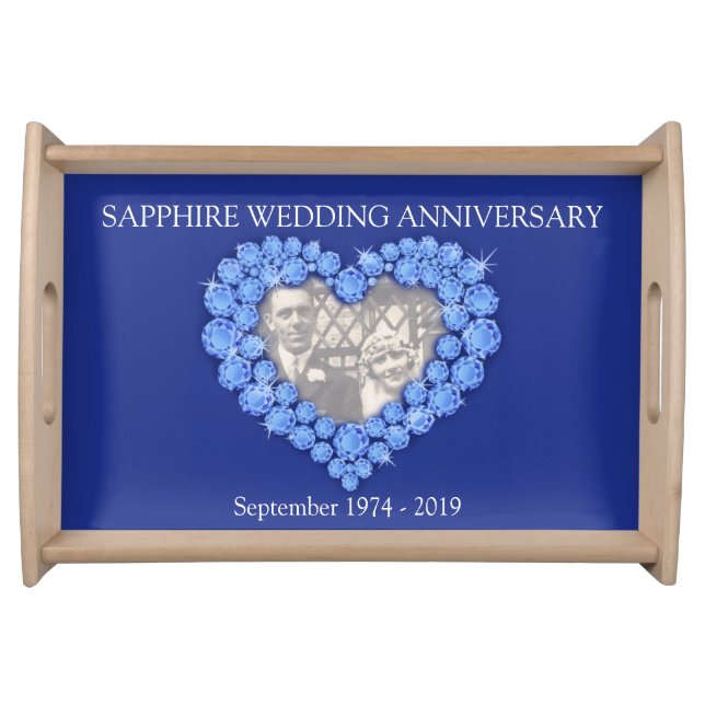 Sapphire Wedding anniversary blue heart tray (Front)