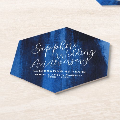 Sapphire wedding anniversary blue modern art paper coaster