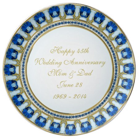 Sapphire Wedding Anniversary Porcelain Plate