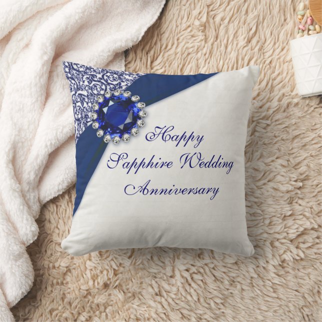 Sapphire Wedding Anniversary Throw Pillow (Blanket)