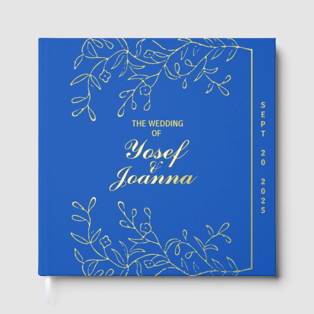 Sapphire Wedding Foil Guest Book (Front)