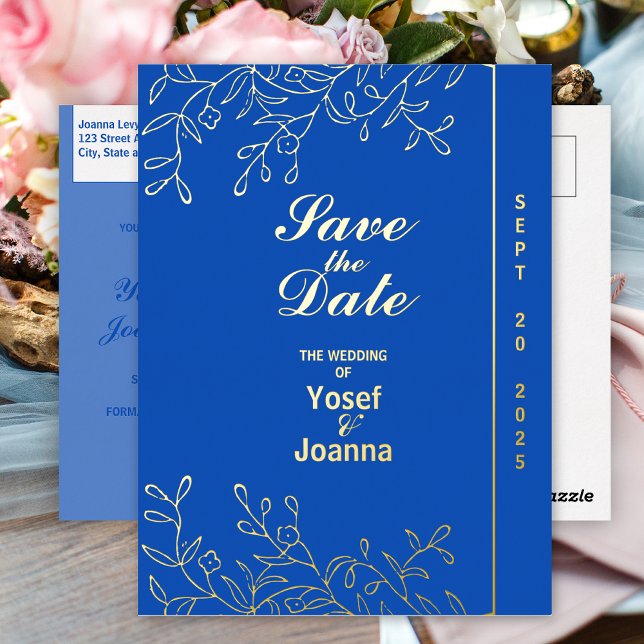 Sapphire Wedding Foil Save the Date Foil Invitation Postcard (Creator Uploaded)