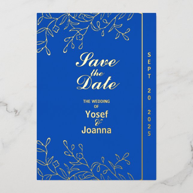 Sapphire Wedding Foil Save the Date Invitation (Front)