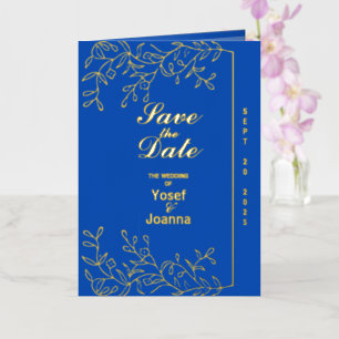 Sapphire Wedding Gold Foil Invitation Photo Card
