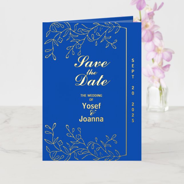 Sapphire Wedding Gold Foil Invitation Photo Card (Orchid)