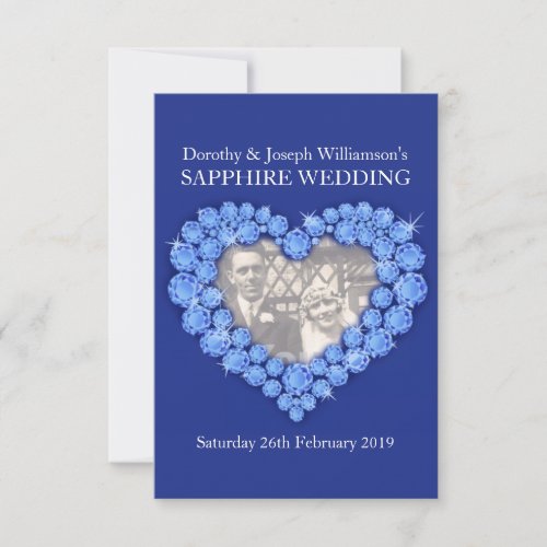 Sapphire wedding heart add your photo party invite
