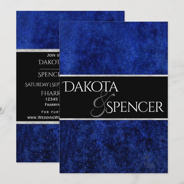 Sapphire Wedding Royal Cobalt Blue Party Modern Invitation (Front/Back)